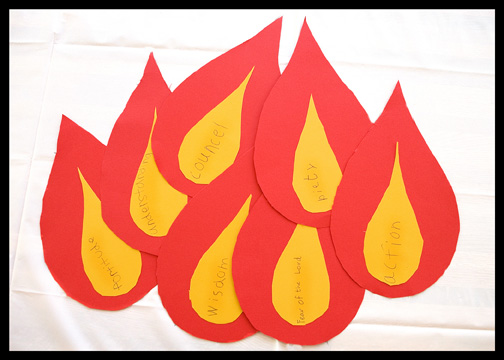 Catholic Pentecost Sunday kids activities 7 gifts flames