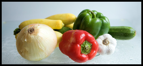 garden vegetables on white