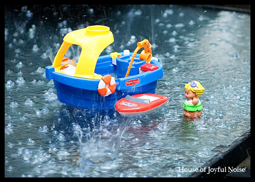 Little People toys in the rain